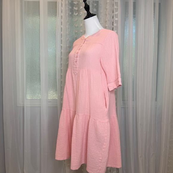 Yakima Bella Peach Midi Dress with Button Detail and Pockets - Picture 2 of 7